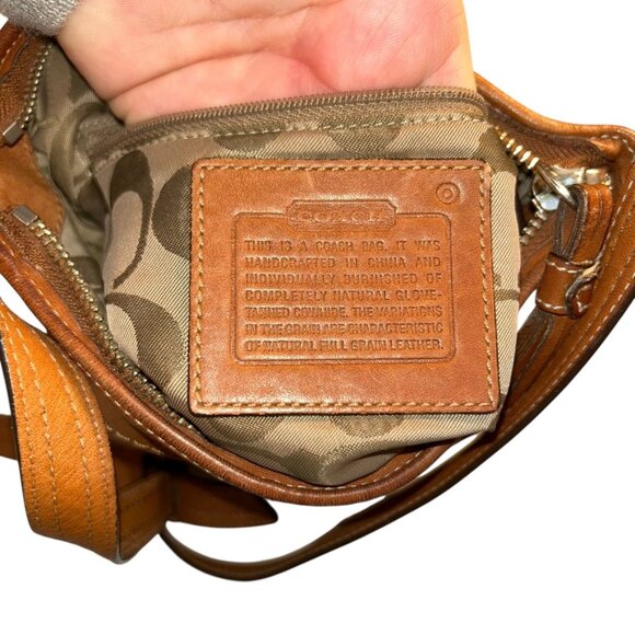 vintage coach british tan leather cross body bag purse 8.5x8 - Picture 2 of 7